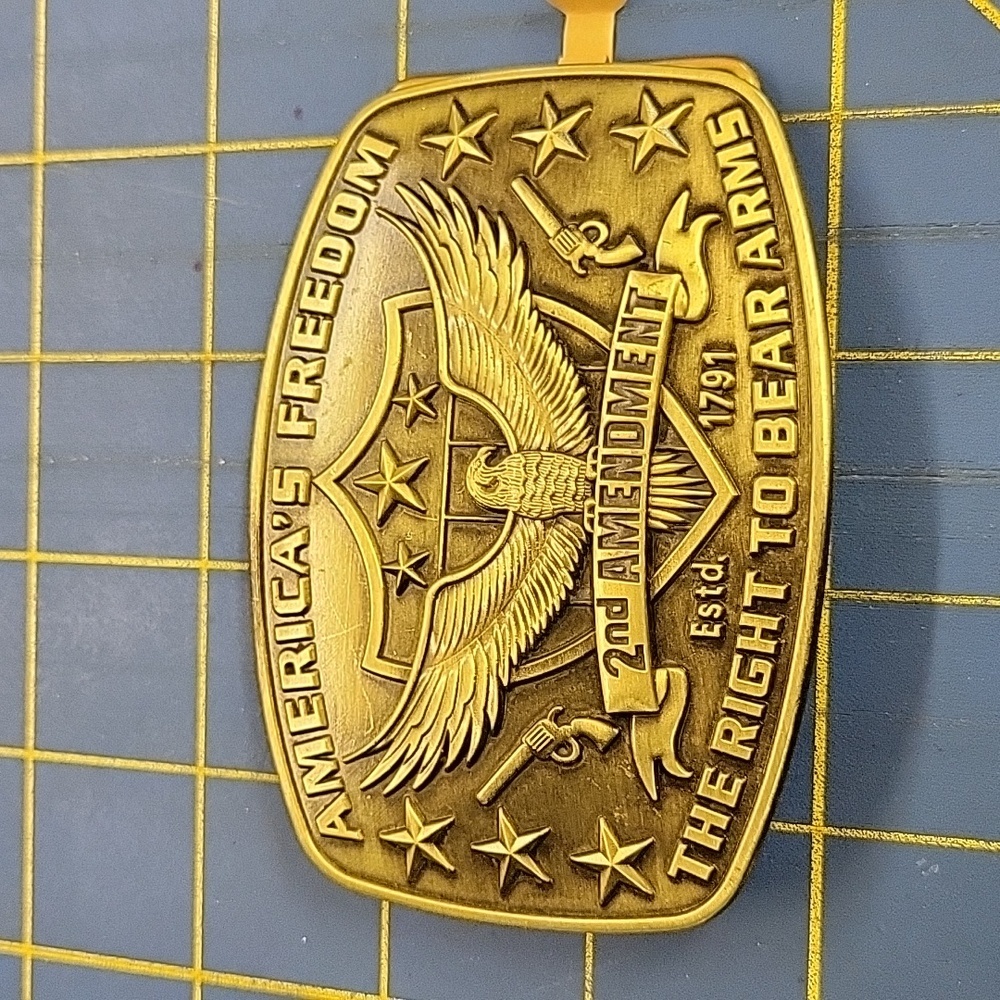 America's Freedom 2nd Amendment The Right Bear Arms Silver Pewter Buckle